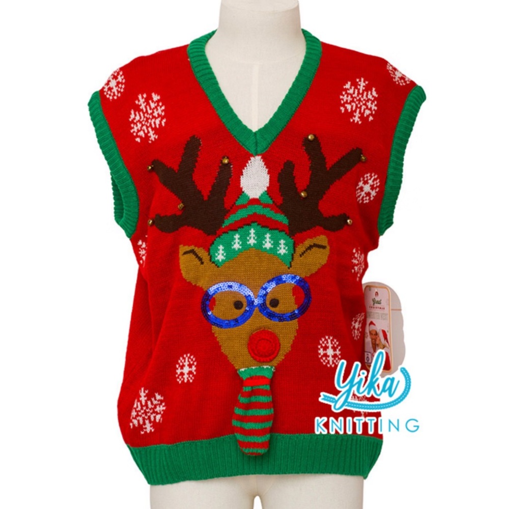 Holiday Red Reindeer Vest